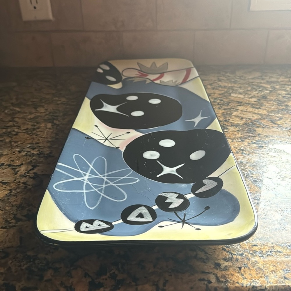CLAY ART BOWL-O-RAMA HAND PAINTED SERVING TRAY - Picture 7 of 7